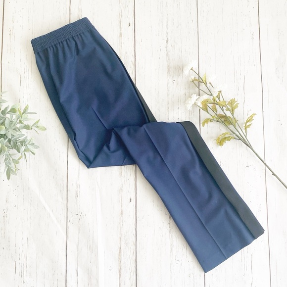 THEORY • blue and black stripe snap dress pull on pant nwt - Picture 6 of 16